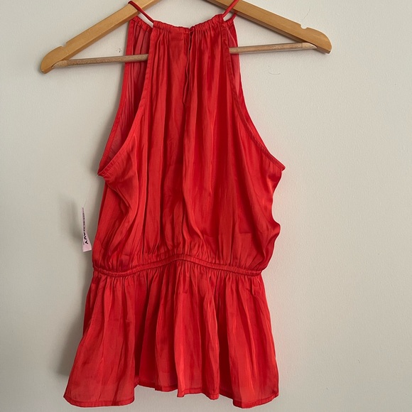 NWT Old Navy Satin Halter Top Peplum Waist Defining Brown Blouse Size XS - Picture 4 of 6